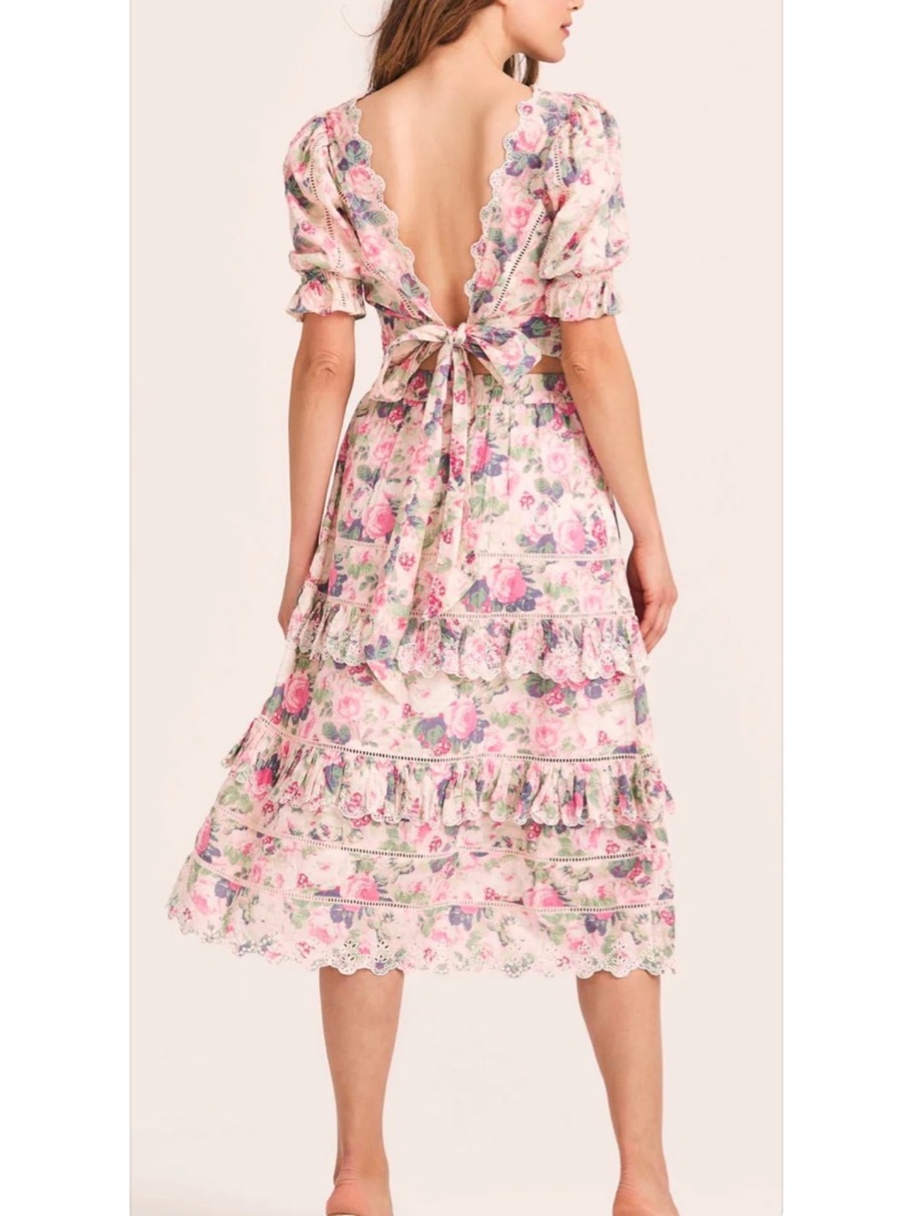 Love Shack Fancy Karsten Top and Naila Skirt Medium - Pink Floral - Picture 2 of 10